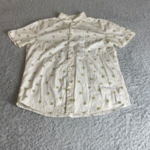 American Eagle Seriously Soft Banana Print Shirt Mens Small White Short Sleeve